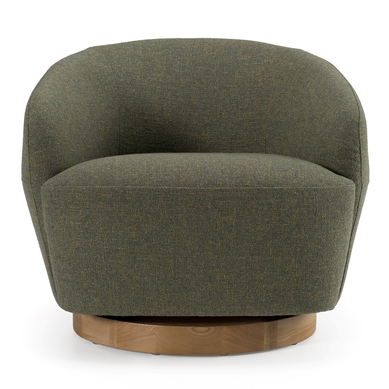 Pemberly Row Modern Swivel Accent Chair in Hemp Fabric with Poplar Base