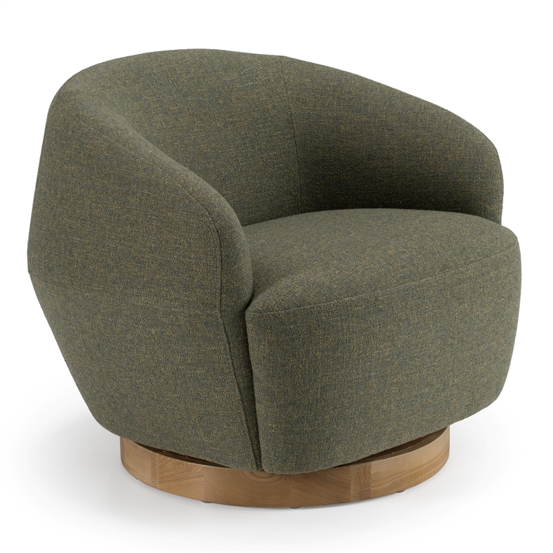 Pemberly Row Modern Swivel Accent Chair in Hemp Fabric with Poplar Base
