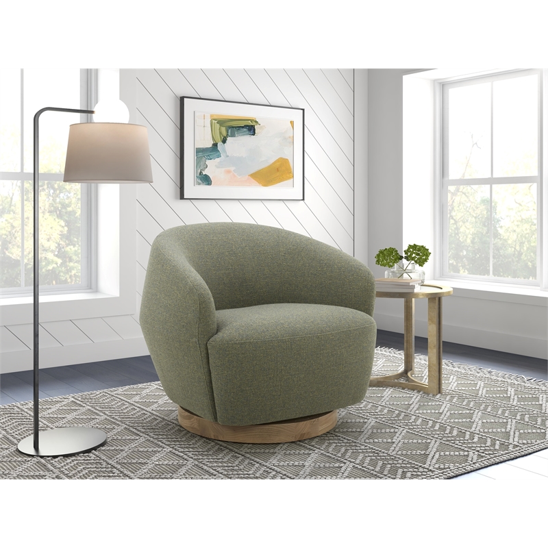 Pemberly Row Modern Swivel Accent Chair in Hemp Fabric with Poplar Base