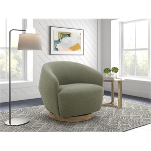 Pemberly Row Modern Swivel Accent Chair in Hemp Fabric with Poplar Base