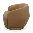 Pemberly Row Modern Tan Leather Swivel Accent Chair with Poplar Base