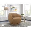 Pemberly Row Modern Tan Leather Swivel Accent Chair with Poplar Base