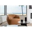 Pemberly Row Modern Tan Leather Swivel Accent Chair with Poplar Base
