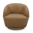 Pemberly Row Modern Tan Leather Swivel Accent Chair with Poplar Base