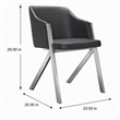 Pemberly Row Modern Stainless Steel Dining Chair in Gray Faux Leather 2PCS