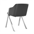 Pemberly Row Modern Stainless Steel Dining Chair in Gray Faux Leather 2PCS