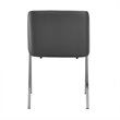 Pemberly Row Modern Stainless Steel Dining Chair in Gray Faux Leather 2PCS