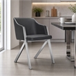 Pemberly Row Modern Stainless Steel Dining Chair in Gray Faux Leather 2PCS