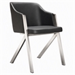 Pemberly Row Modern Stainless Steel Dining Chair in Gray Faux Leather 2PCS