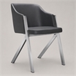 Pemberly Row Modern Stainless Steel Dining Chair in Gray Faux Leather 2PCS