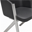 Pemberly Row Modern Stainless Steel Dining Chair in Gray Faux Leather 2PCS