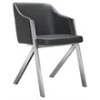 Pemberly Row Modern Stainless Steel Dining Chair in Gray Faux Leather 2PCS