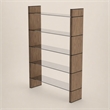 Pemberly Row Open Back Modern Glass and Veneer Bookshelf in Walnut Finish