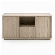 Pemberly Row Modern Travertine File Cabinet with Gold Accents and Shelf