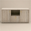 Pemberly Row Modern Travertine File Cabinet with Gold Accents and Shelf