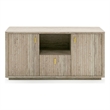 Pemberly Row Modern Travertine File Cabinet with Gold Accents and Shelf