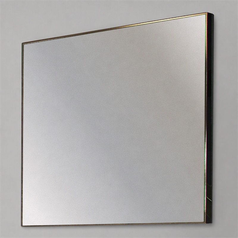 Pemberly Row Modern Square Vanity Mirror in Gray Metal Frame