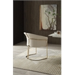 Pemberly Row Beige Vegan Leather Dining Chair with Champagne Gold Base
