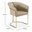 Pemberly Row Beige Vegan Leather Dining Chair with Champagne Gold Base
