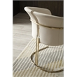 Pemberly Row Beige Vegan Leather Dining Chair with Champagne Gold Base