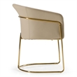 Pemberly Row Beige Vegan Leather Dining Chair with Champagne Gold Base