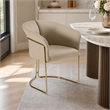 Pemberly Row Beige Vegan Leather Dining Chair with Champagne Gold Base