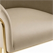 Pemberly Row Beige Vegan Leather Dining Chair with Champagne Gold Base