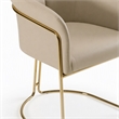 Pemberly Row Beige Vegan Leather Dining Chair with Champagne Gold Base