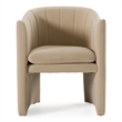 Pemberly Row Beige Fabric Dining Chair with Cast Iron Base