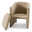 Pemberly Row Beige Fabric Dining Chair with Cast Iron Base