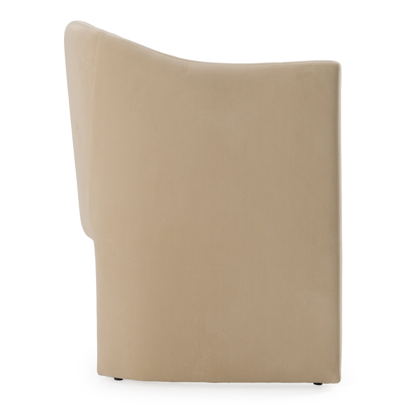 Pemberly Row Beige Fabric Dining Chair with Cast Iron Base