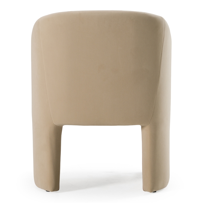 Pemberly Row Beige Fabric Dining Chair with Cast Iron Base