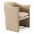 Pemberly Row Beige Fabric Dining Chair with Cast Iron Base