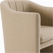 Pemberly Row Beige Fabric Dining Chair with Cast Iron Base