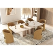 Pemberly Row Tan Fabric Dining Chair with Cast Iron Base