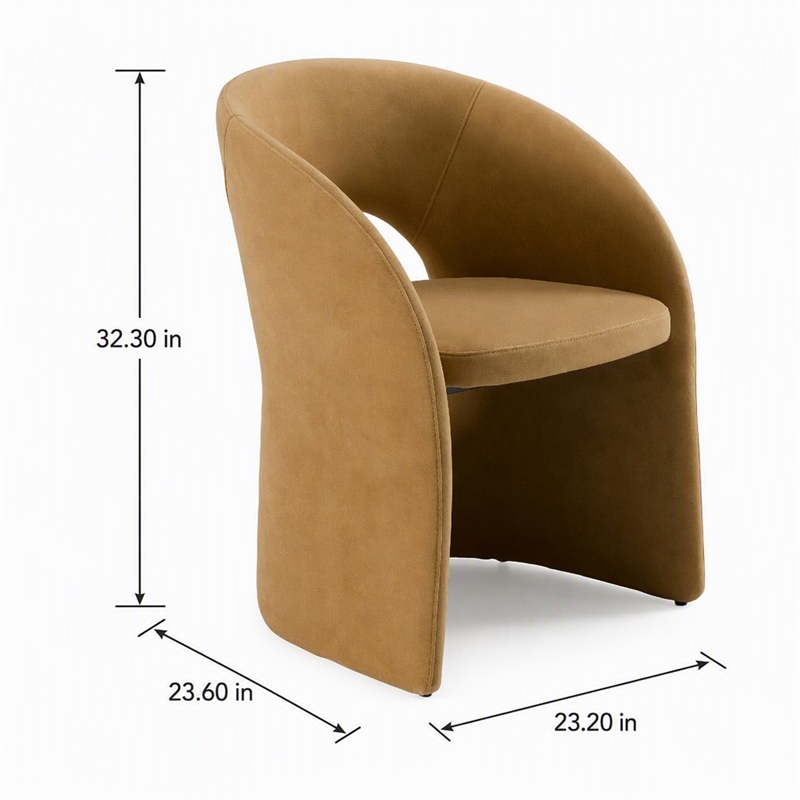 Pemberly Row Tan Fabric Dining Chair with Cast Iron Base