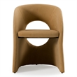 Pemberly Row Tan Fabric Dining Chair with Cast Iron Base