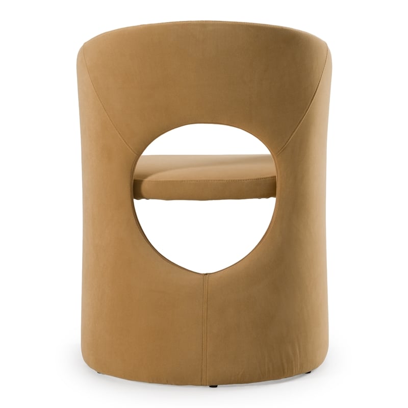 Pemberly Row Tan Fabric Dining Chair with Cast Iron Base