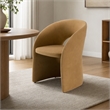 Pemberly Row Tan Fabric Dining Chair with Cast Iron Base
