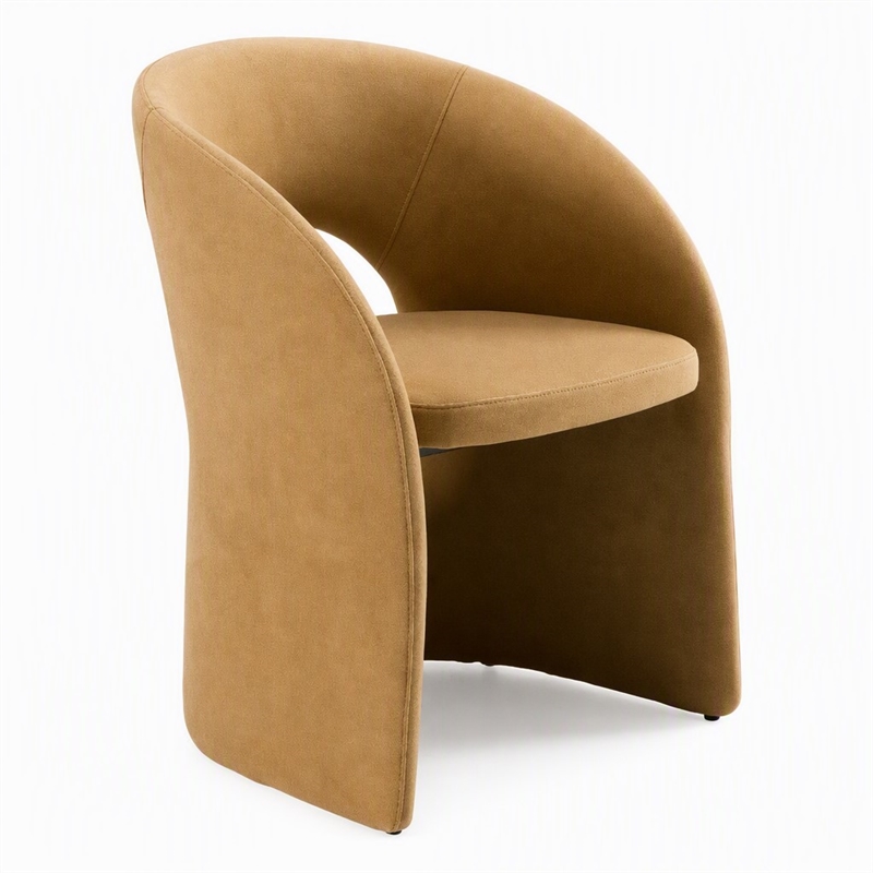 Pemberly Row Tan Fabric Dining Chair with Cast Iron Base