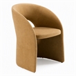 Pemberly Row Tan Fabric Dining Chair with Cast Iron Base