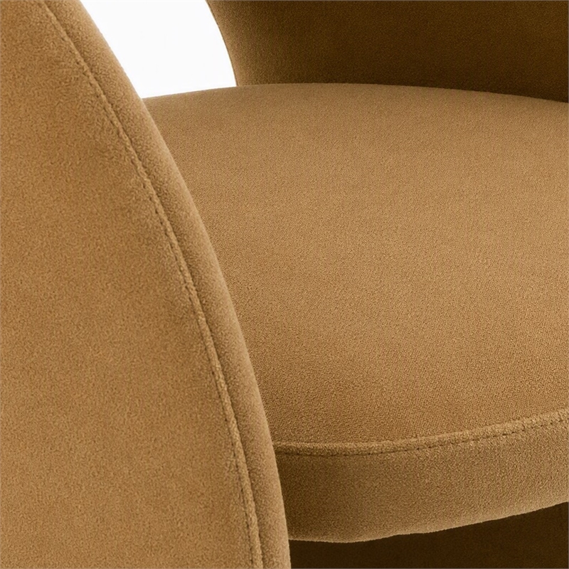 Pemberly Row Tan Fabric Dining Chair with Cast Iron Base