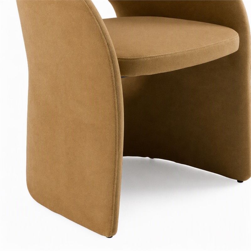 Pemberly Row Tan Fabric Dining Chair with Cast Iron Base