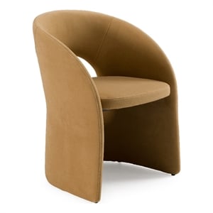 Pemberly Row Tan Fabric Dining Chair with Cast Iron Base