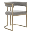 Pemberly Row Grey Fabric Dining Chair with Antique Brass Base
