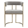 Pemberly Row Grey Fabric Dining Chair with Antique Brass Base