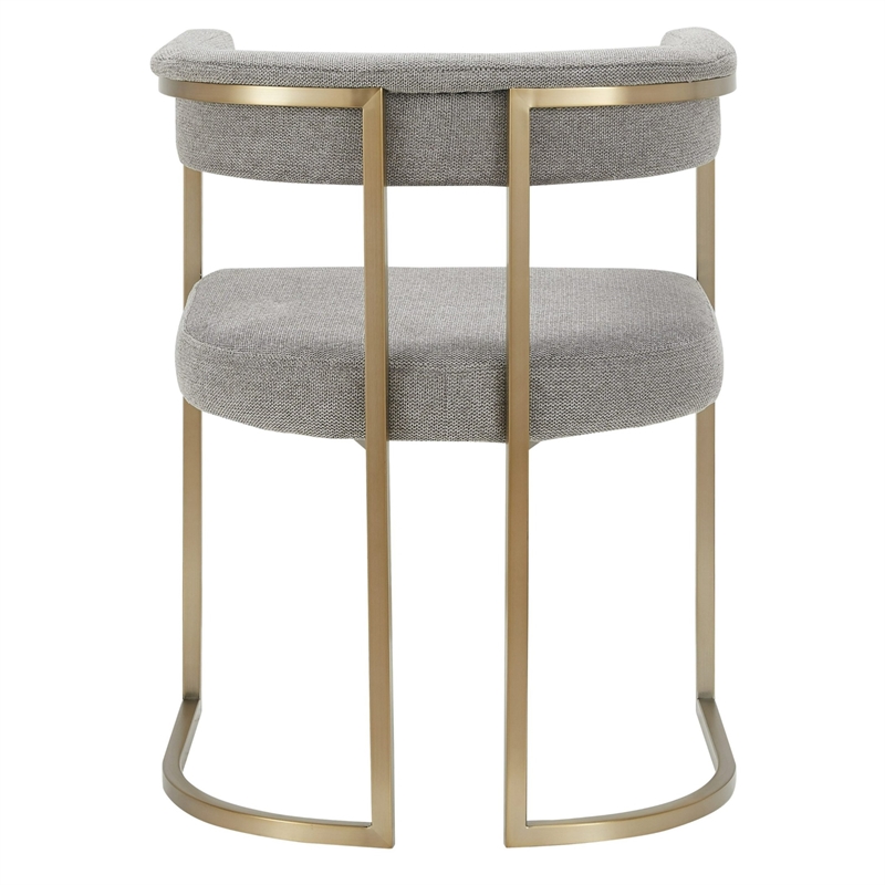 Pemberly Row Grey Fabric Dining Chair with Antique Brass Base