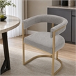 Pemberly Row Grey Fabric Dining Chair with Antique Brass Base