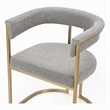 Pemberly Row Grey Fabric Dining Chair with Antique Brass Base