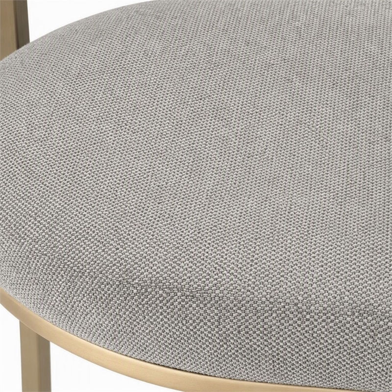 Pemberly Row Grey Fabric Dining Chair with Antique Brass Base